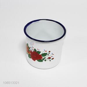Good quality vintage enamel water cup with handle