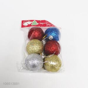 Top selling festival decorations 6pcs glitter Christmas balls