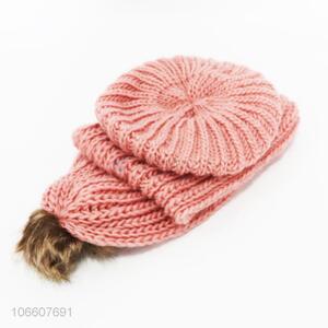 Hot selling women winter knitting hat and scarf set