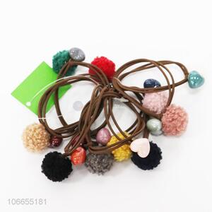 New design 10pcs elastic hair ropes with fluffy ball