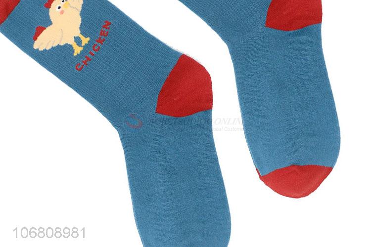 Low price trendy jacquard mid-calf length sock for women