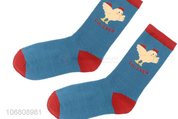 Low price trendy jacquard mid-calf length sock for women