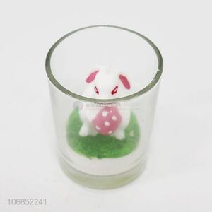 Cartoon Rabbit Shape Craft Candle With Glass Cup