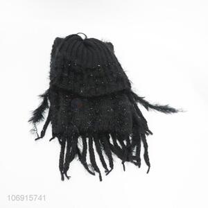 Good Factory Price Fashion Black Knitting Hat Scarf Sets for Women