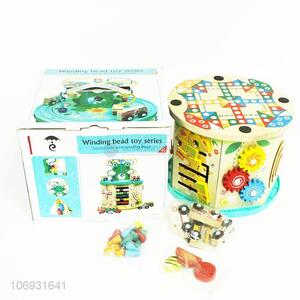 Wholesale high-grade educational toy seven side wire winding bead wooden maze toy