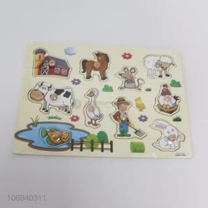 Wholesale children peg animal recognition puzzle board kids wooden farm animal puzzle