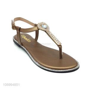 Good sale trendy rhinestones women thong sandal fashion shoes