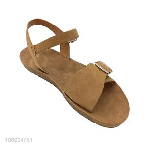 Excellent quality ladies summer pu leather sandal with buckle