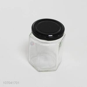Wholesale high-grade clear glass honey jar with metal lid