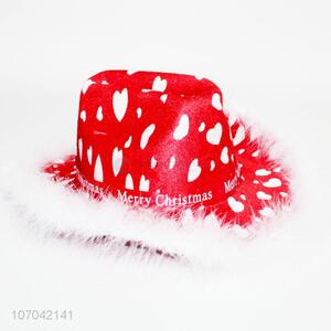 Wholesale trendy heart printed non-woven Christmas hat for kids