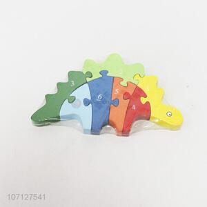 Most popular kids intelligent toy wooden number puzzle dinosaur jiasaw puzzle