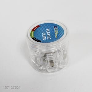Low price durable 20 pieces transparent plastic clips office clips