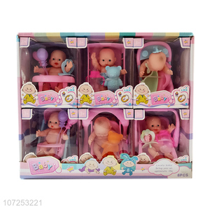 New Product Kids Play House Toy 6 Pieces Vinyl Doll Toy Set