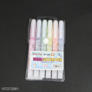 Wholesale 6 Pieces Highlighter Set Fashion Color Pen Set