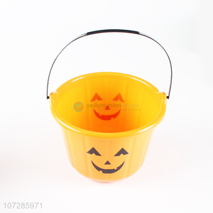 High Quality Halloween Plastic Pumpkin Bucket With Handle