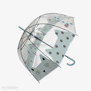 Lovely design cartoon cat printed transparent staight umbrella
