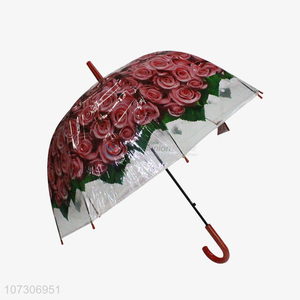 Attractive design exquisite rose printed staight umbrella