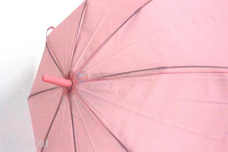 Good quality fashion pink staight umbrella with long shaft
