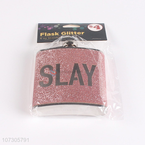 Hot product decorative glitter hip flask for lady