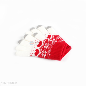 Good quality soft lady knitted gloves for sale