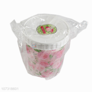 Most popular 3pcs rose printed plastic storage jar food conister for kicthen