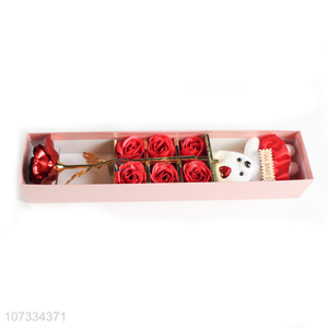 Reasonable price artificial rose soap flower bear for Valentine's Day