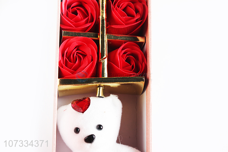 Reasonable price artificial rose soap flower bear for Valentine's Day