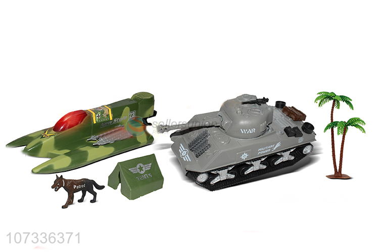 Best Price Helicopter Ship Small War Boat Inertia Tank Toy Set