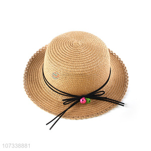 New Straw Hat Child Sun Hat Girl Summer Bowknot Decoration Beach Hat