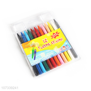 Hot Selling 12 Colors Plastic Crayon Kids Drawing Pen
