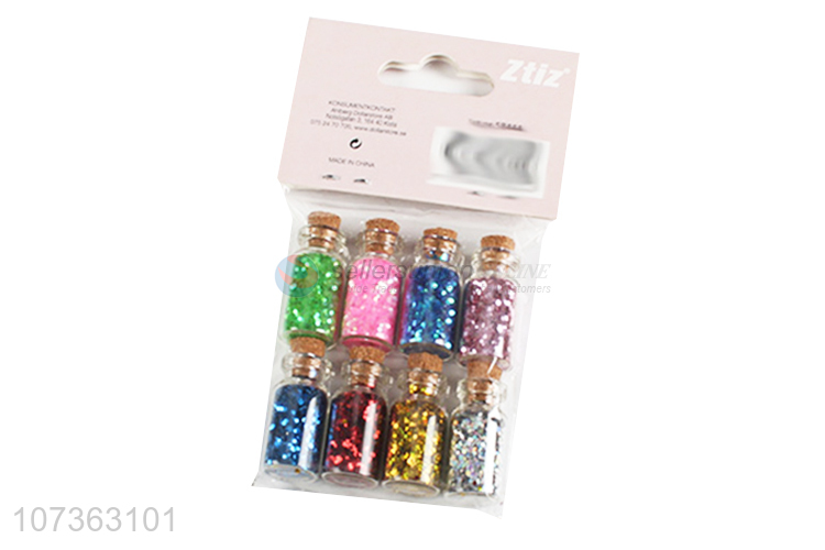 Factory Sales 8 Bottles Mixed Color Glitter Powder Sequins Diy Nail Decoration
