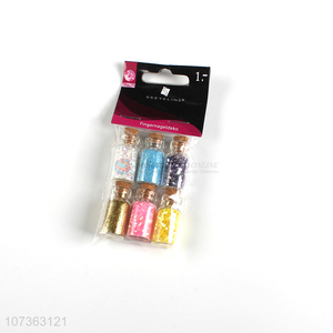 Factory Price Nail Jewelry Glitter Sequins 6 Bottles Nails Ornament Set