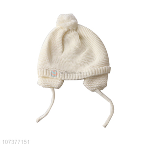 Wholesale white knitted hat children winter warm hat