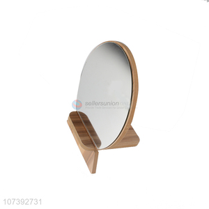Hot Style Round Shape Wooden Single Side Desktop Makeup Mirror