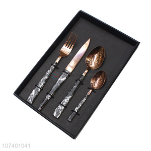 Wholesale high-end deluxe stainless steel cutlery metal dinnerware set
