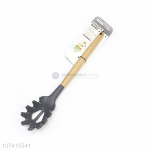 High Quality Wooden Long Handle Silicone Spaghetti Spatula For Kitchen