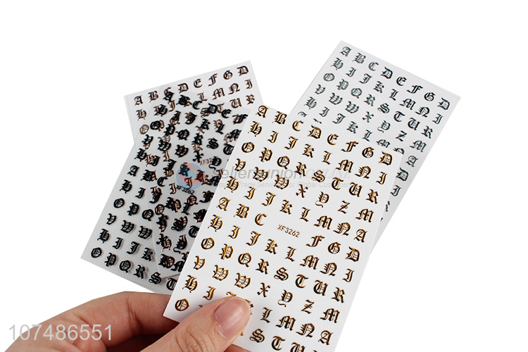 Best price letters sticker retro alphabet nail sticker for nail art decoration