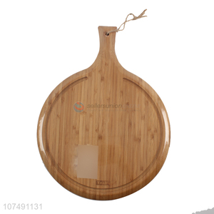 Wholesale New Design Food Contact Safe Round Bamboo Cutting Board With Handle