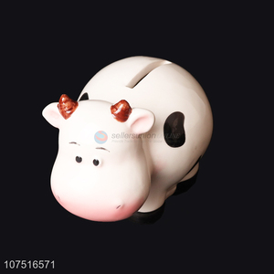 Hot sale cow shape ceramic money box piggy bank for gift