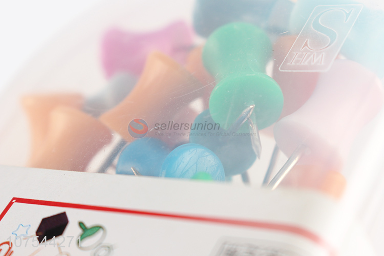 Wholesale price 20pcs colorful push pins drawing pins in box