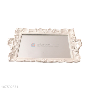 High Sales Luxury Decorative Resin Mirror Serving Tray With Handles