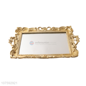 Best Price Luxury Decorative Elegant Resin Service Mirror Tray With Handle