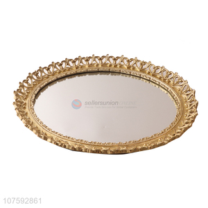 New Selling Promotion Luxury Serving Tray Gold Decorative Resin Mirror Tray