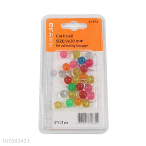 Wholesale transparent colorful ball head push pins drawing pins