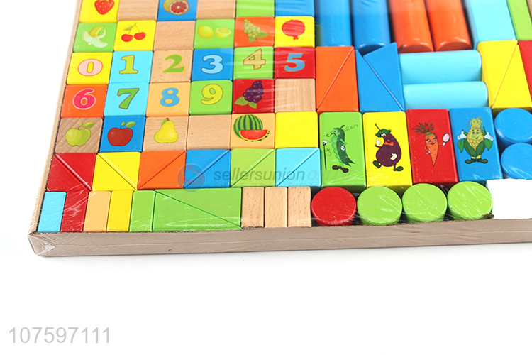 Factory direct sale kids educational toy 100pcs wooden blocks toy