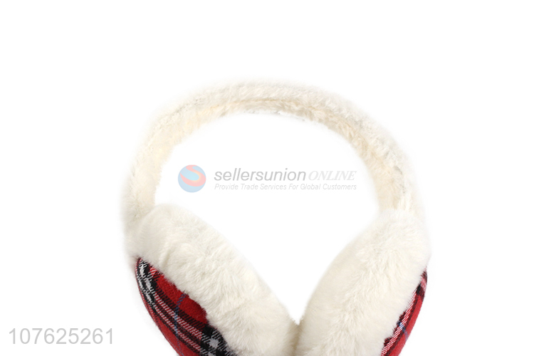 Good sale fashion plaid plush ear muff fuzzy polyester ear covers