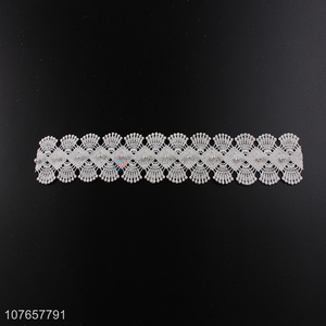 Cheap price high quality white polyester lace trim with beads