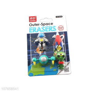 Retail fun toy rubber outer space character eraser