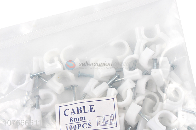 Good quality durable white cable clips with steel nalis