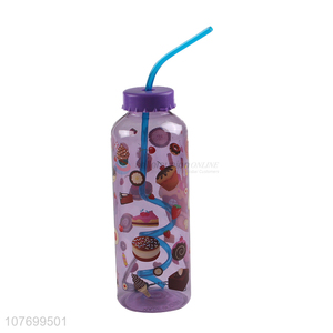High quality children cartoon drinking cup with straw design water cup